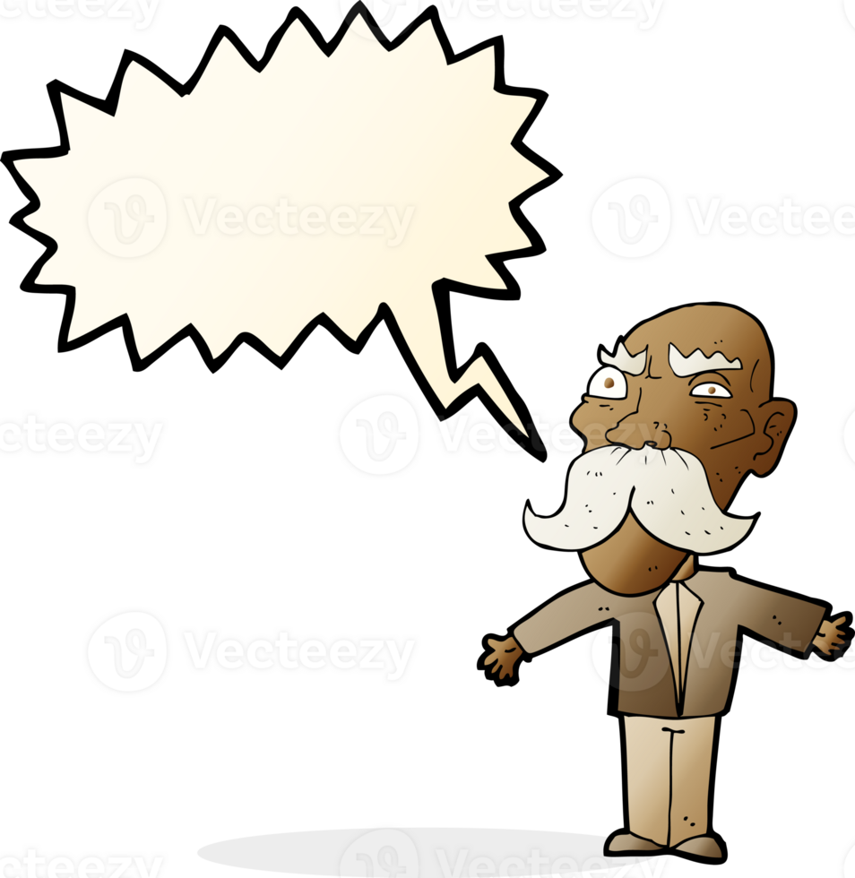 cartoon angry old man with speech bubble png