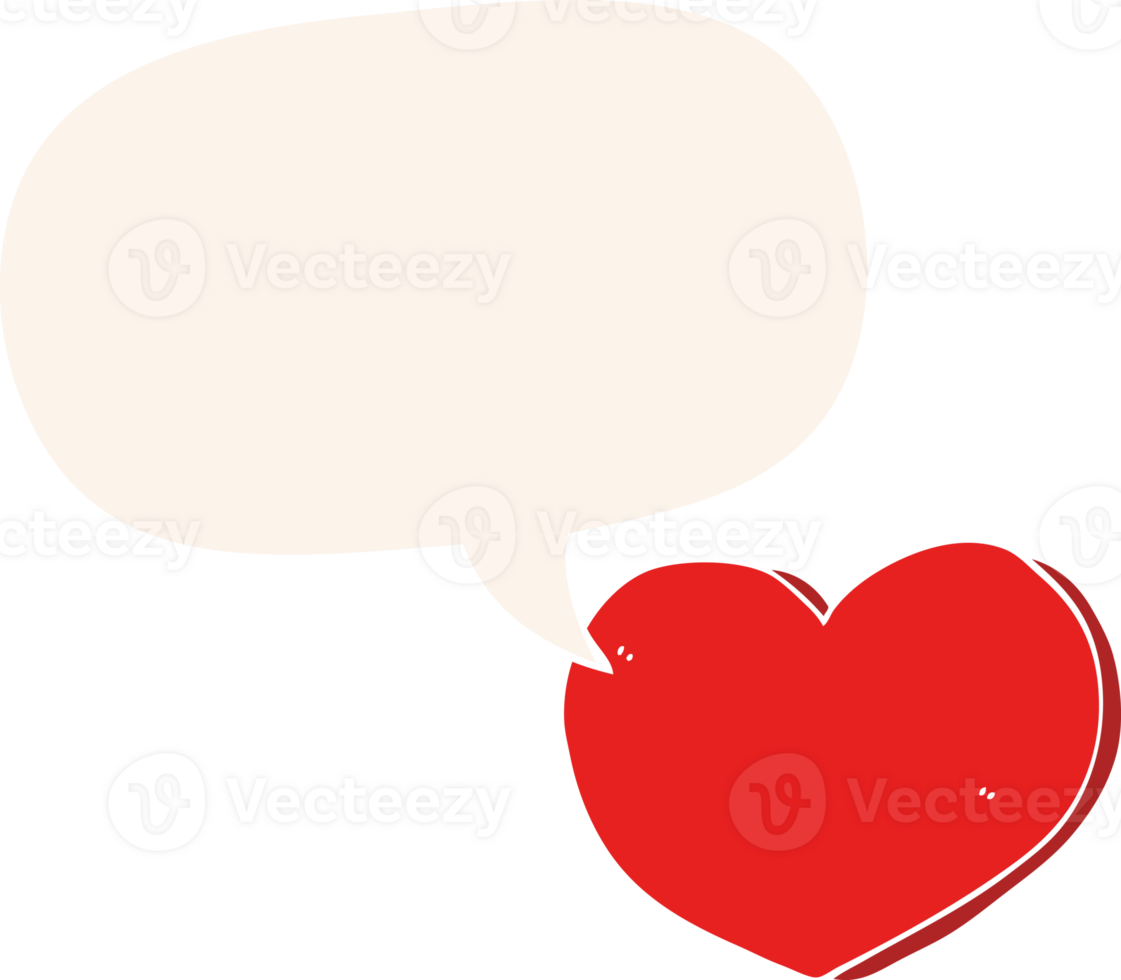 cartoon love heart with speech bubble in retro style png