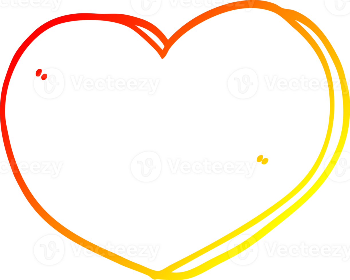 warm gradient line drawing of a cartoon love heart png