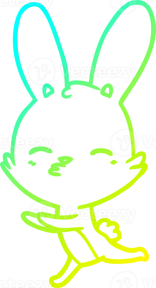 cold gradient line drawing of a curious bunny cartoon png