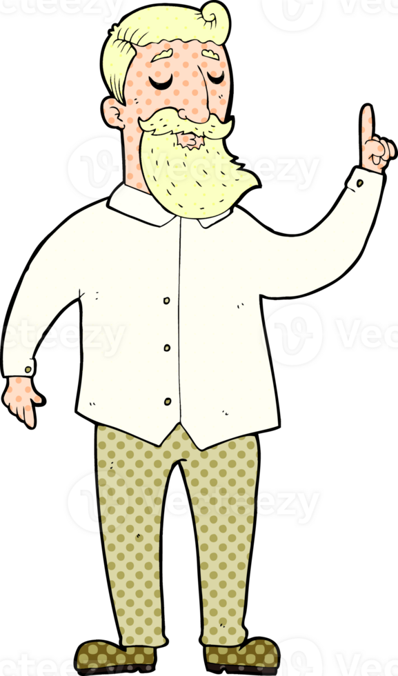 cartoon bearded man with idea png