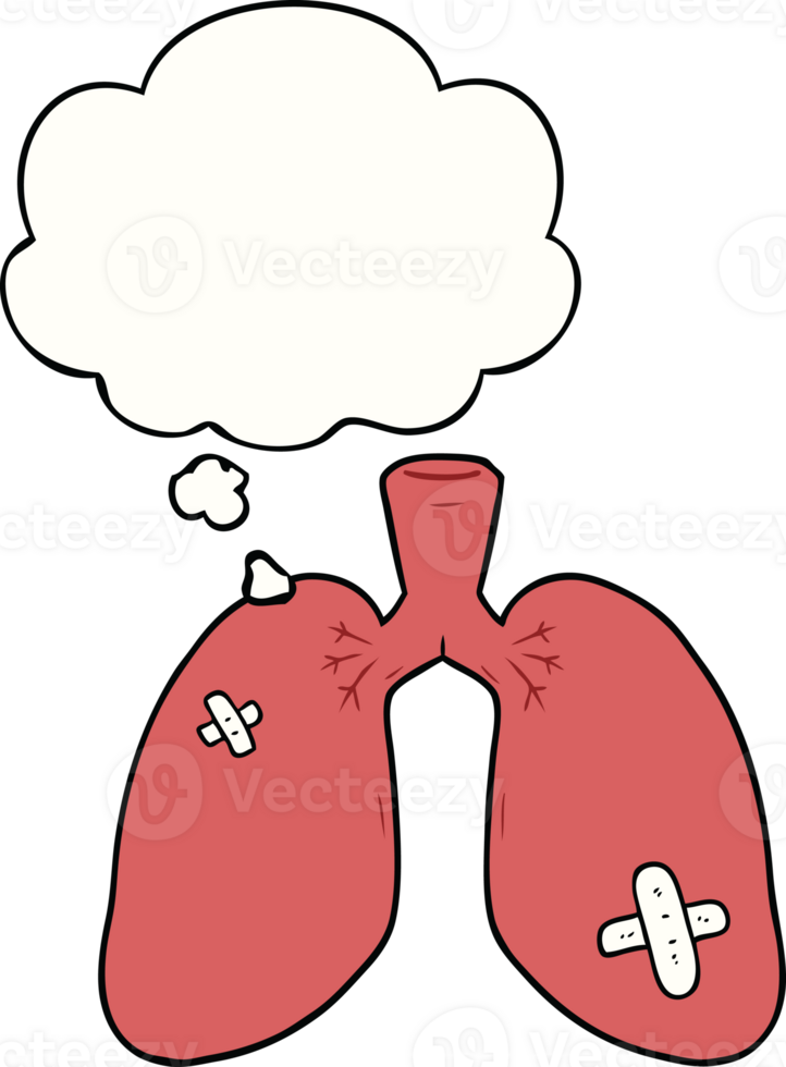 cartoon repaired lungs with thought bubble png