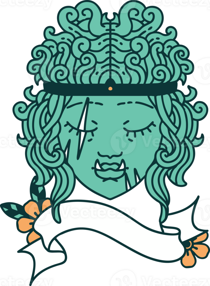 Retro Tattoo Style orc barbarian character face png