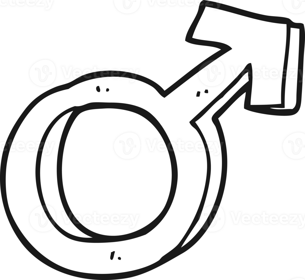 drawn black and white cartoon male symbol png