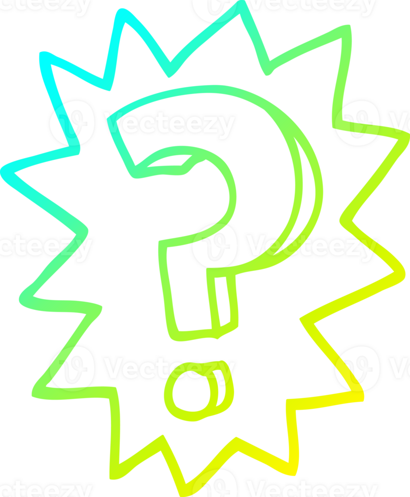 cold gradient line drawing of a cartoon question mark png