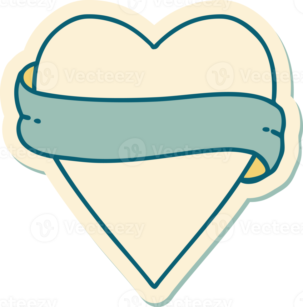 sticker of tattoo in traditional style of a heart and banner png