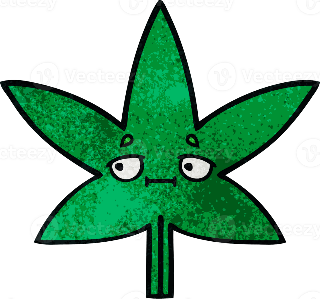 retro grunge texture cartoon of a marijuana leaf png