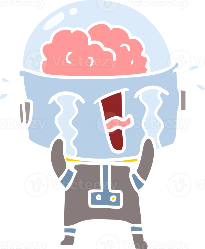 flat color style cartoon crying robot png