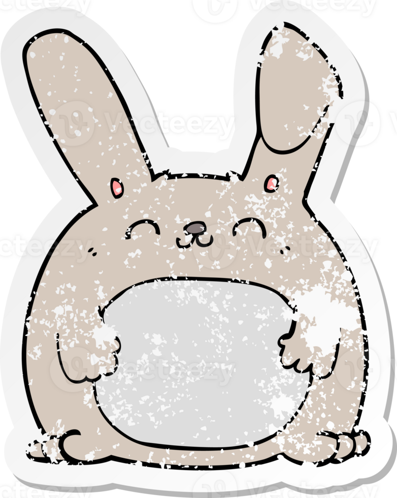 distressed sticker of a cartoon rabbit png