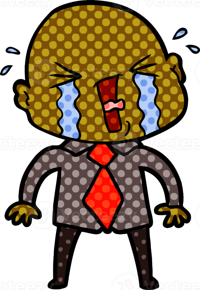 cartoon crying bald man png