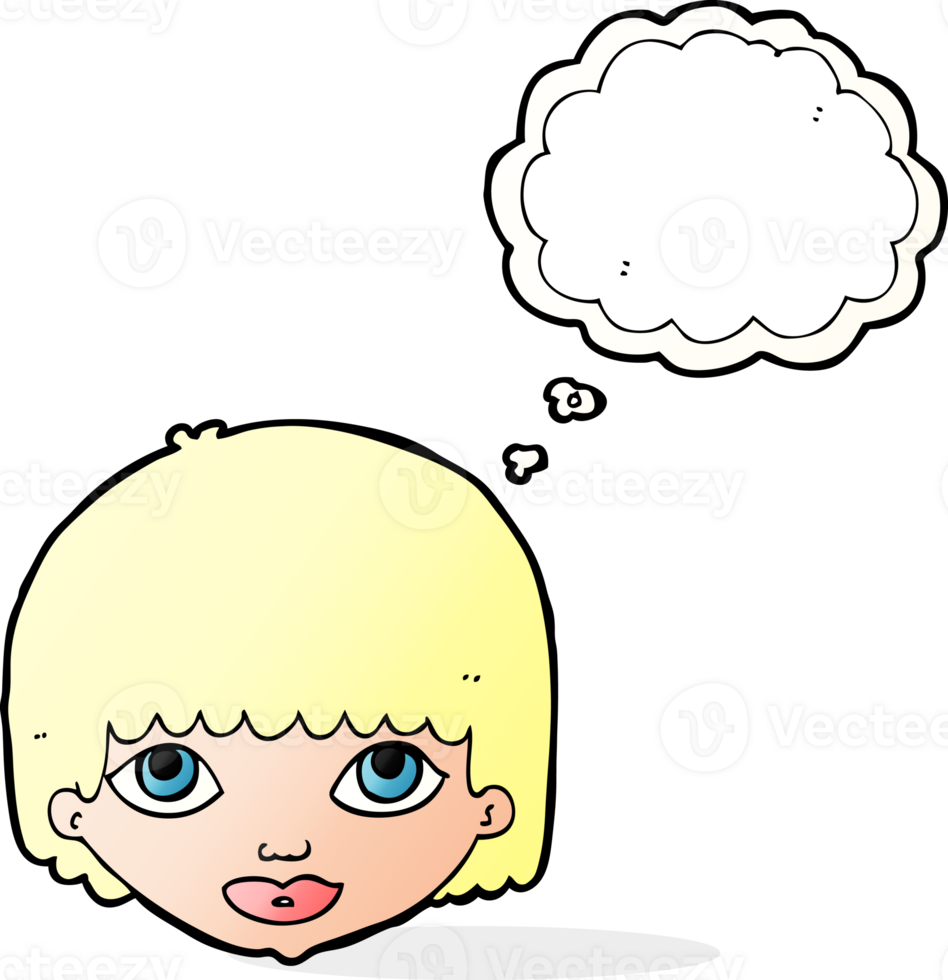 cartoon female face with thought bubble png