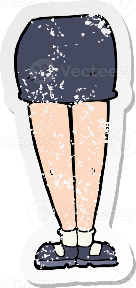 retro distressed sticker of a cartoon female legs png