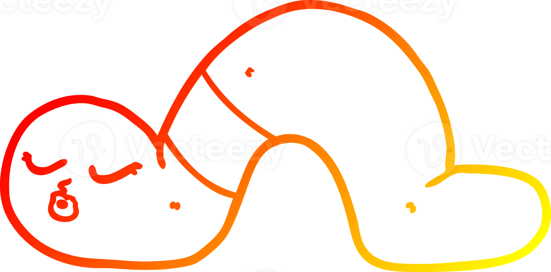 warm gradient line drawing of a cartoon worm png