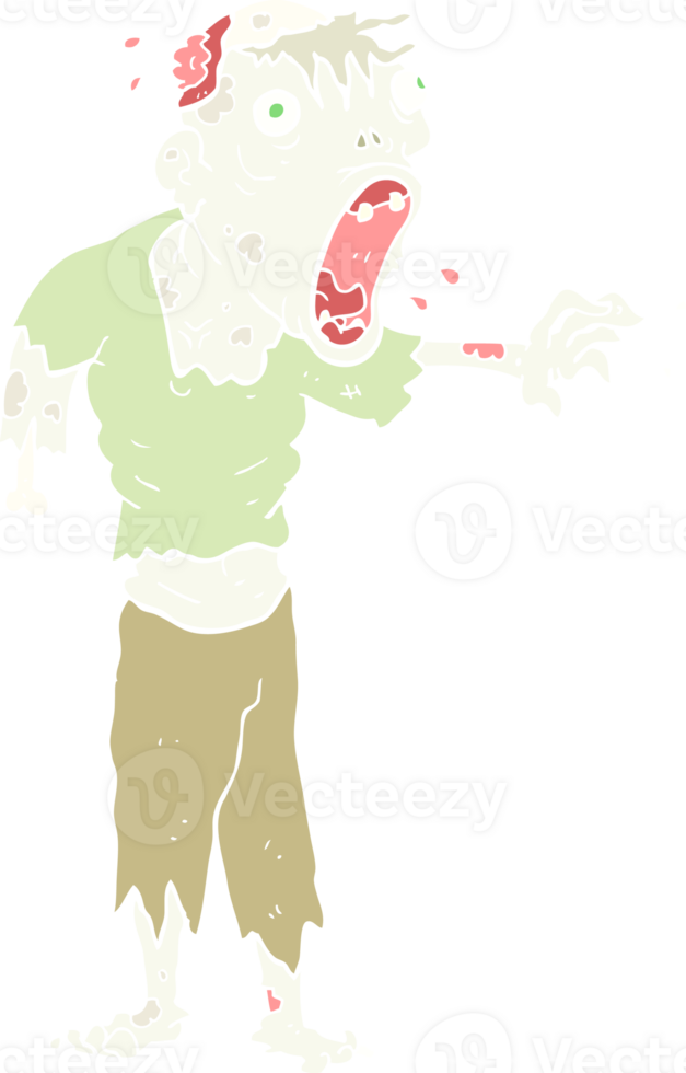 flat color illustration of zombie png