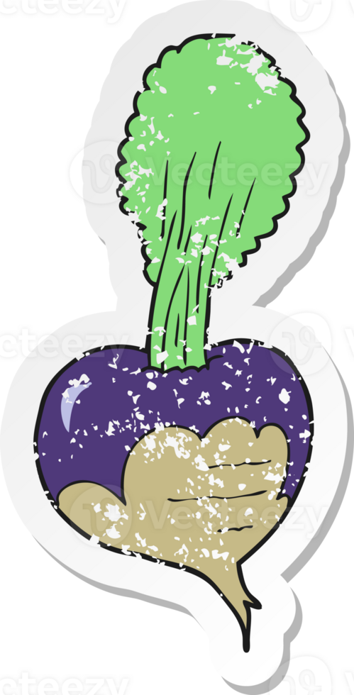 retro distressed sticker of a cartoon beetroot png