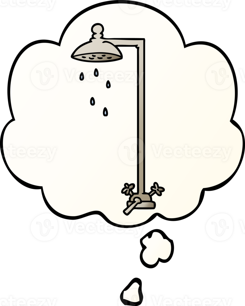 cartoon shower with thought bubble in smooth gradient style png