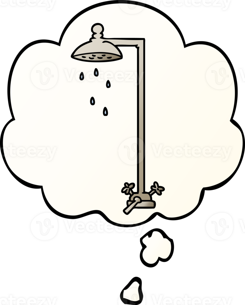 tecknad serie dusch med trodde bubbla i slät lutning stil png