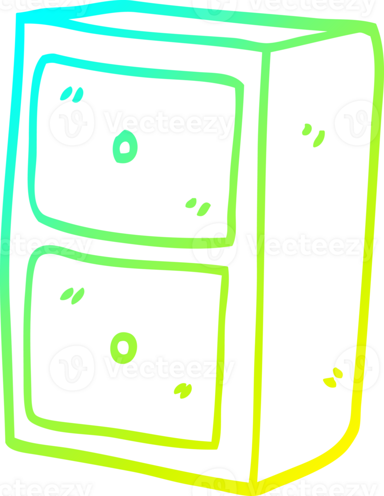 cold gradient line drawing of a cartoon filing cabinet png