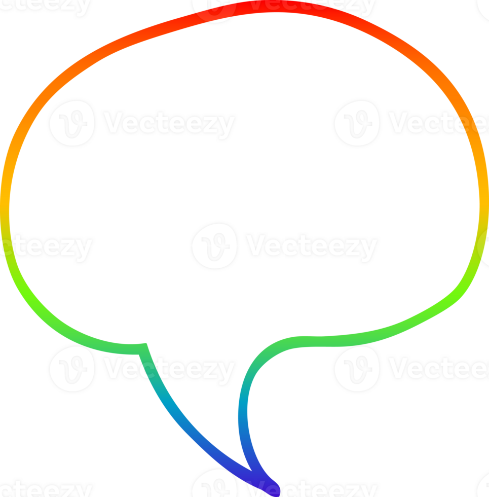 rainbow gradient line drawing of a cartoon speech bubble png