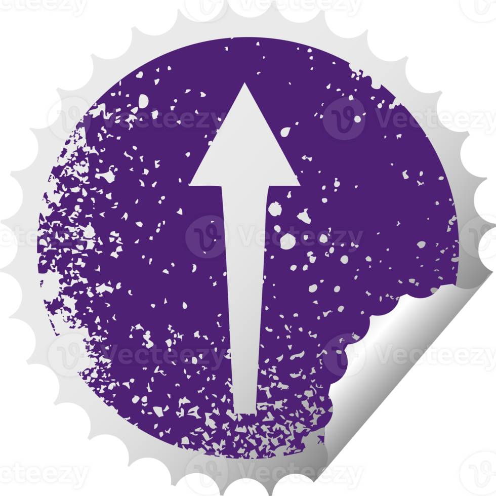 distressed circular peeling sticker quirky symbol arrow png
