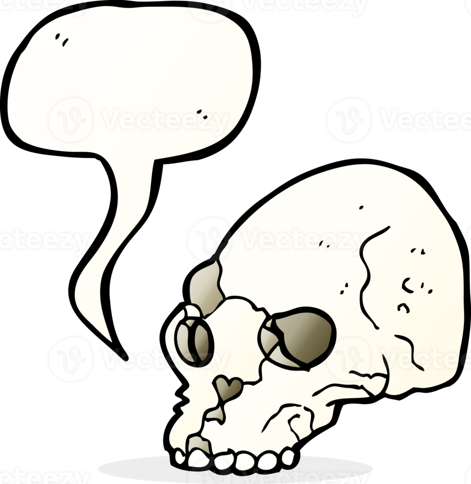 cartoon spooky skull with speech bubble png