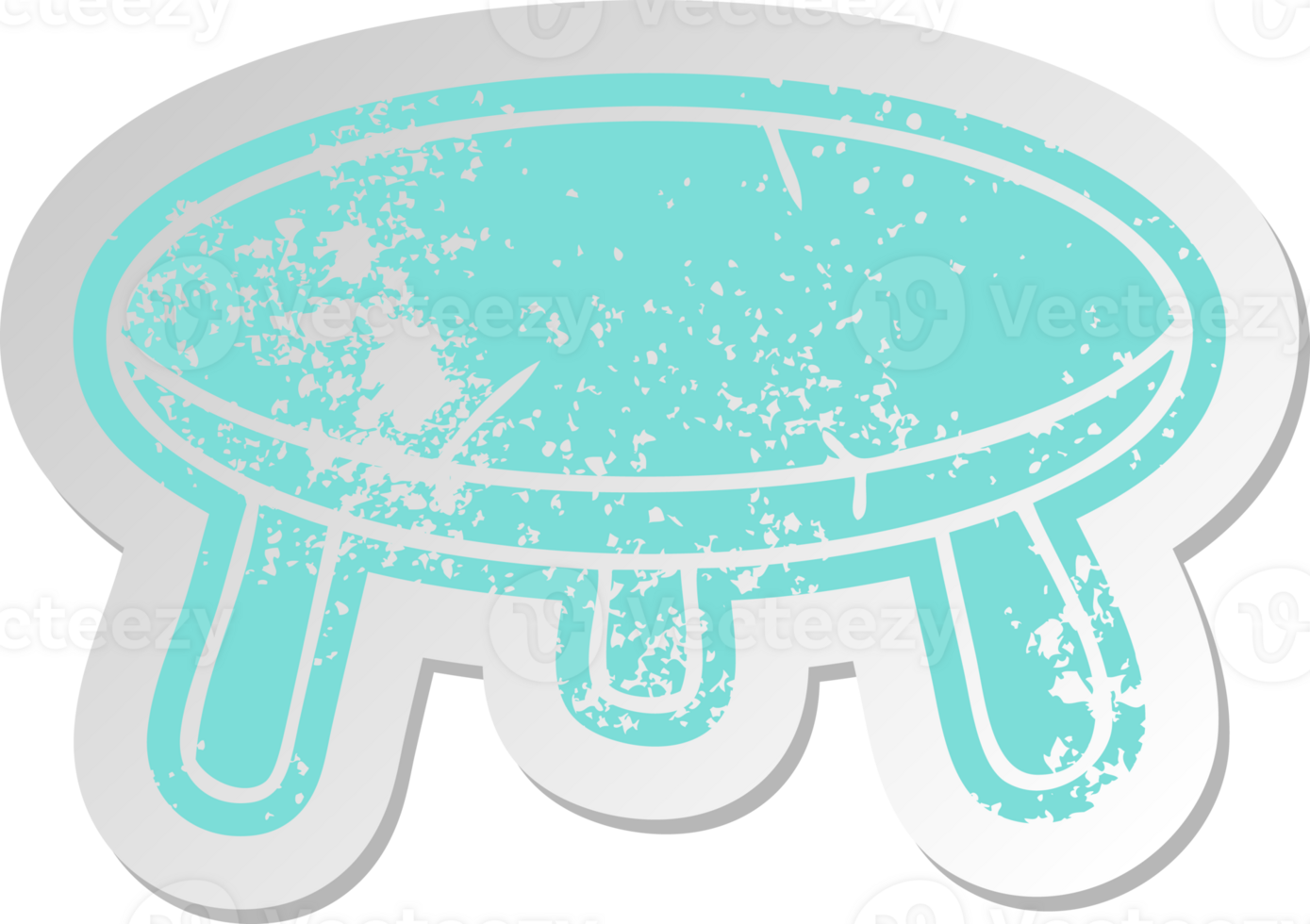 distressed old cartoon sticker of a wooden stool png