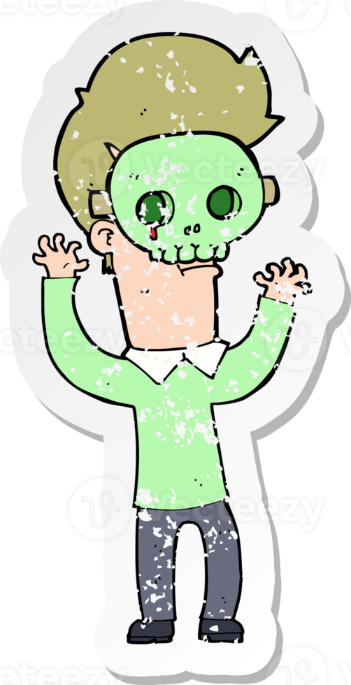 retro distressed sticker of a cartoon man in skull mask png