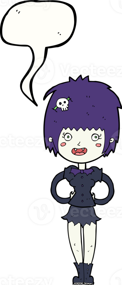 cartoon happy vampire girl with speech bubble png