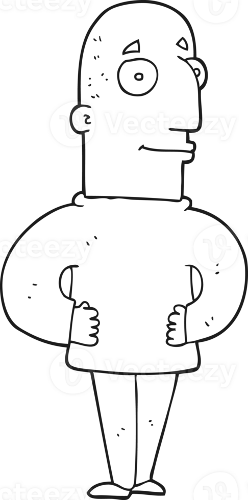 drawn black and white cartoon content man png