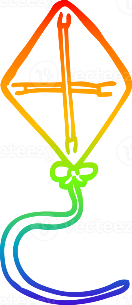 rainbow gradient line drawing of a cartoon kite png