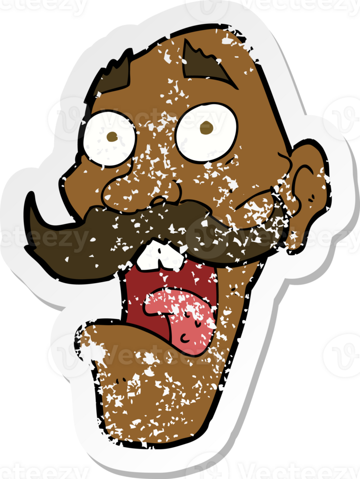 retro distressed sticker of a cartoon frightened old man png