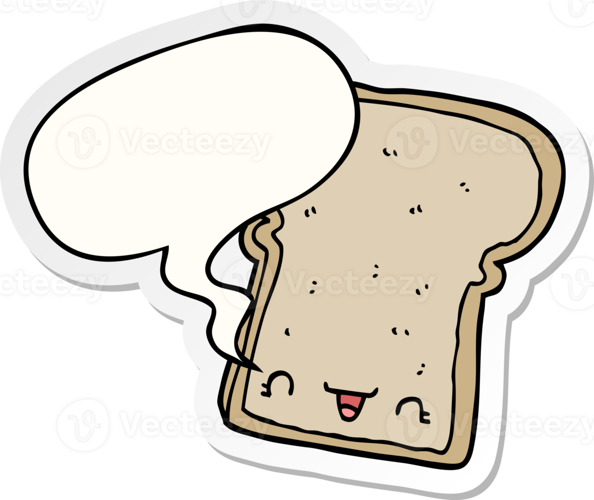 cute cartoon slice of bread with speech bubble sticker png
