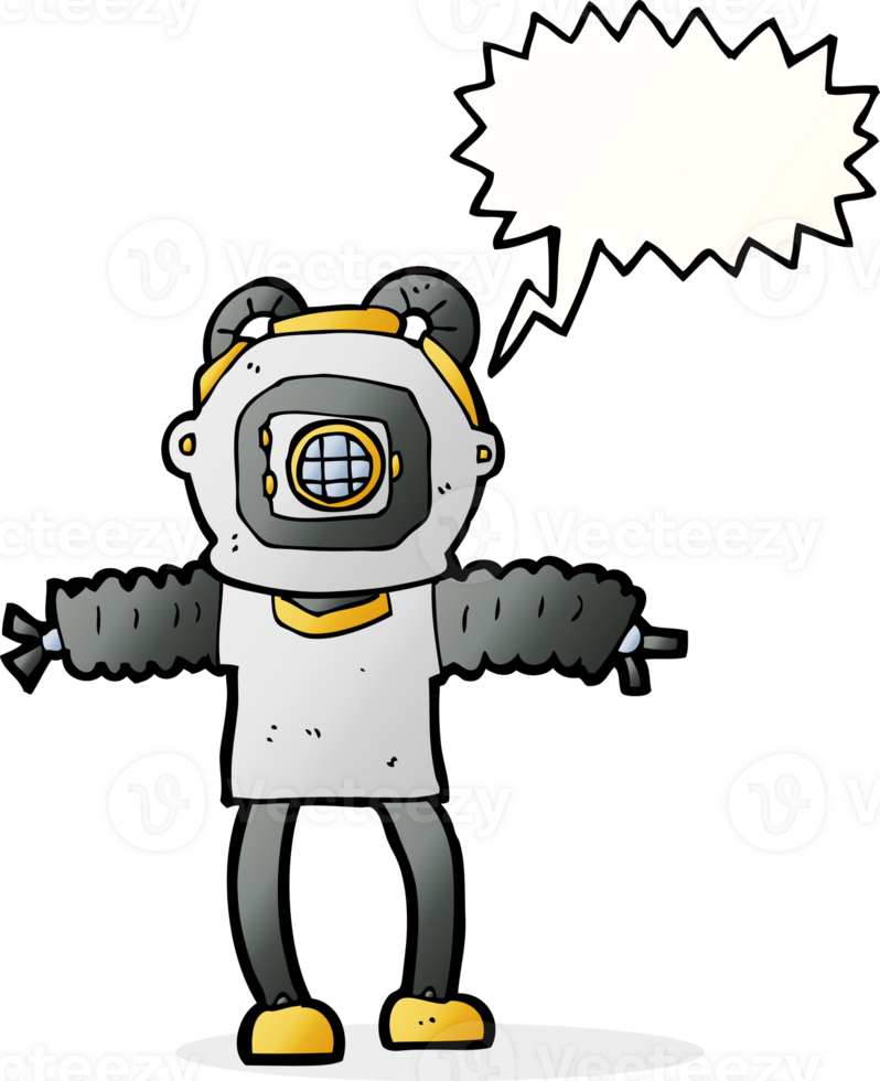 cartoon deep sea diver with speech bubble png