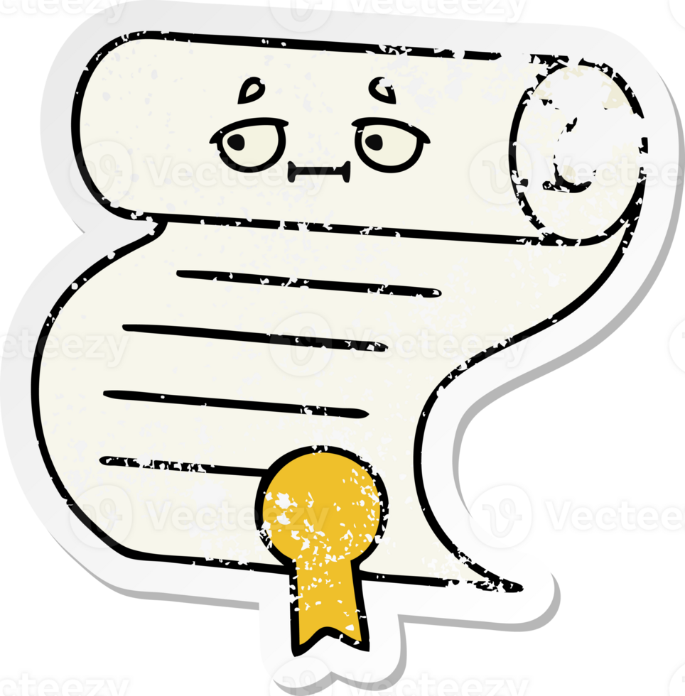 distressed sticker of a cute cartoon contract png