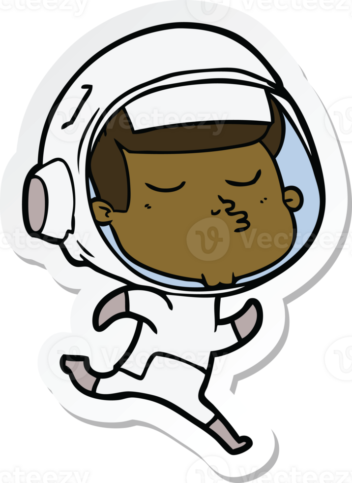 sticker of a cartoon confident astronaut png