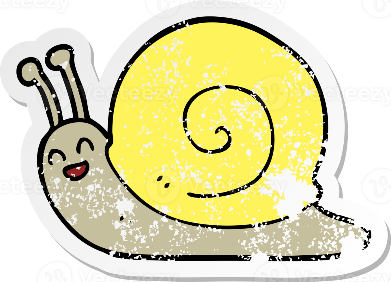 distressed sticker of a cartoon snail png