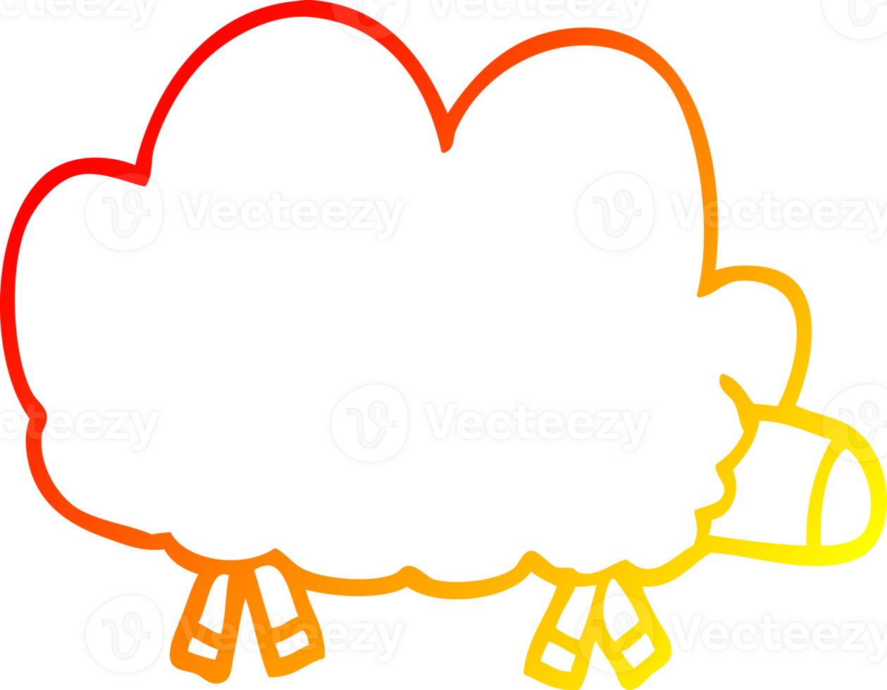 warm gradient line drawing of a cartoon sheep png