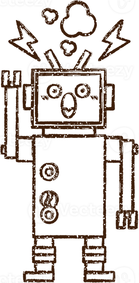 Robot Charcoal Drawing png