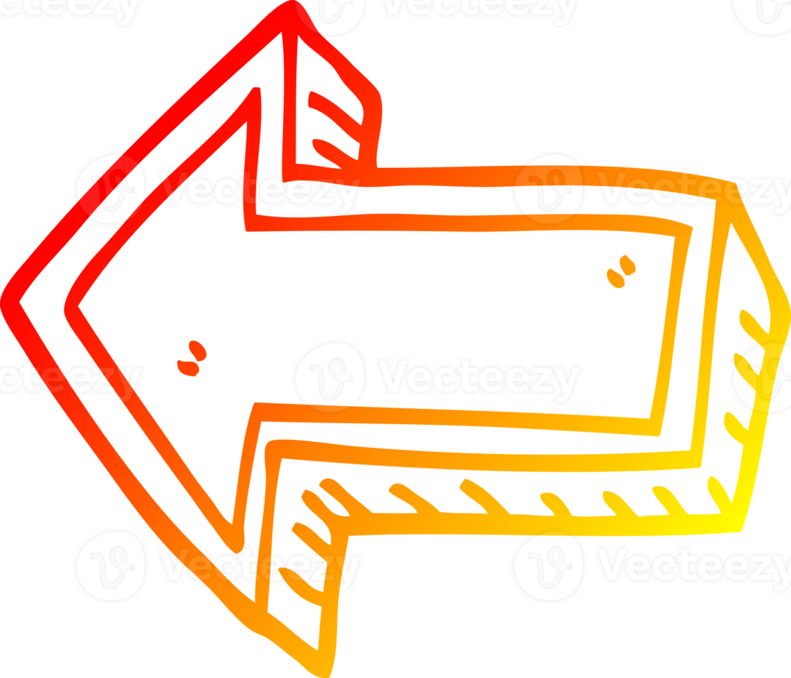 warm gradient line drawing of a cartoon arrow png