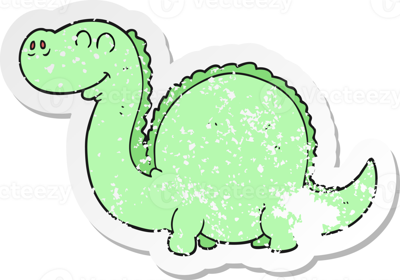 retro distressed sticker of a cartoon dinosaur png