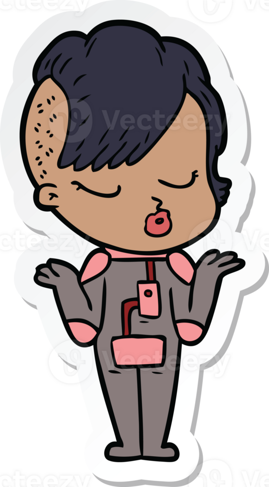 sticker of a cartoon pretty hipster girl png