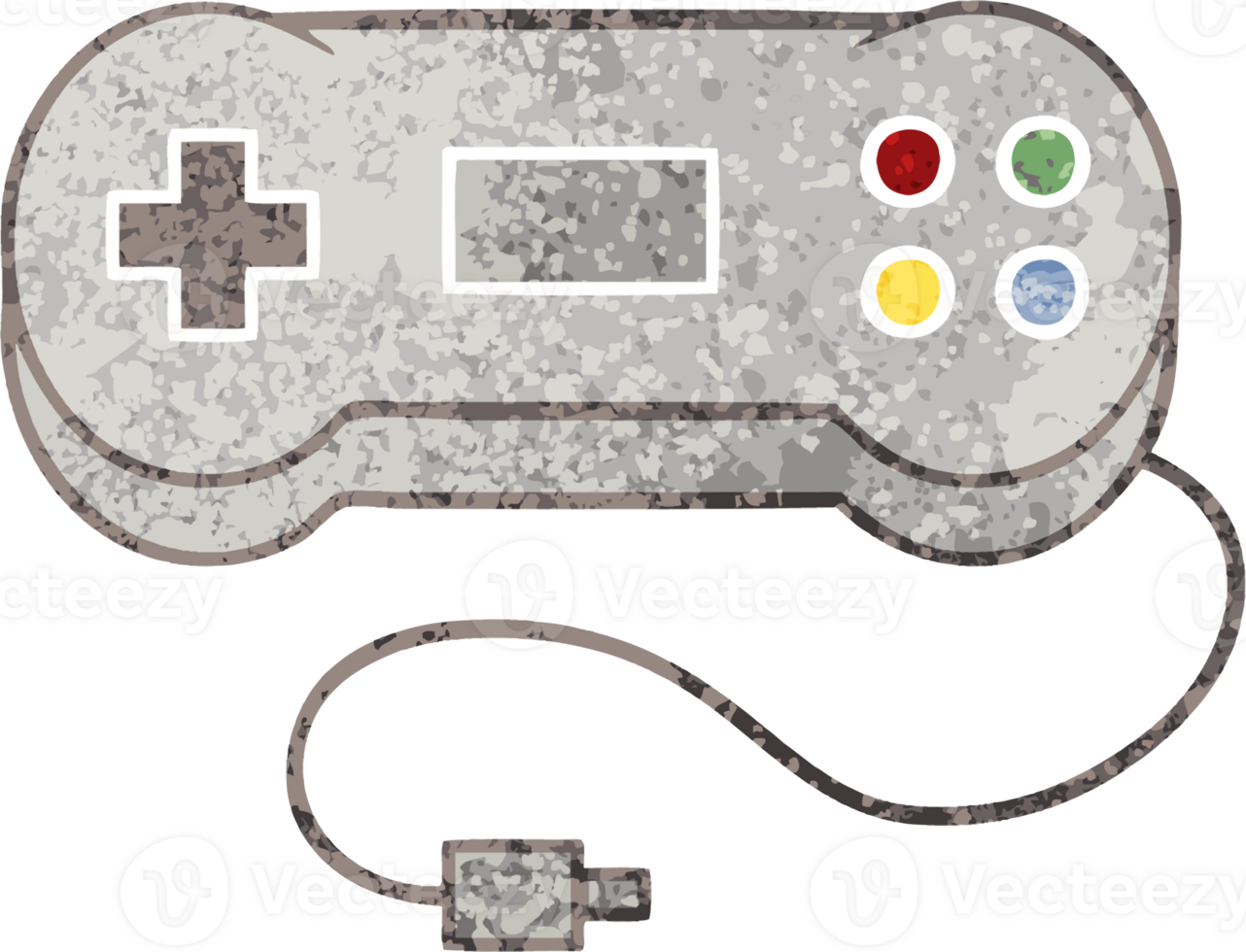 retro illustration style cartoon of a game controller png