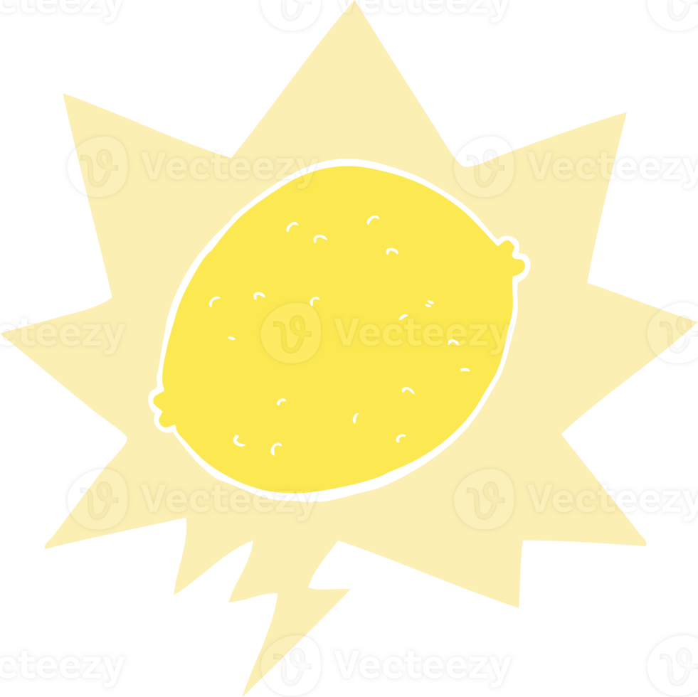cartoon lemon with speech bubble in retro style png