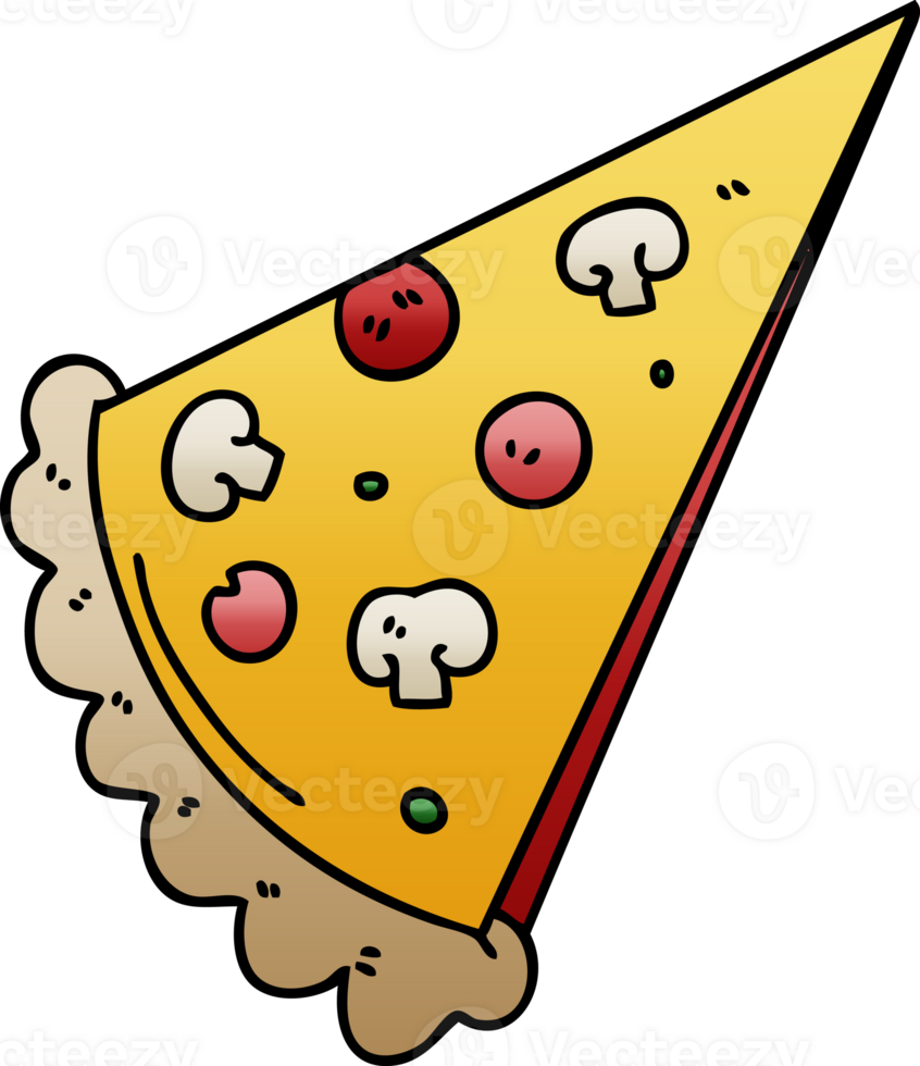 gradient shaded quirky cartoon slice of pizza png