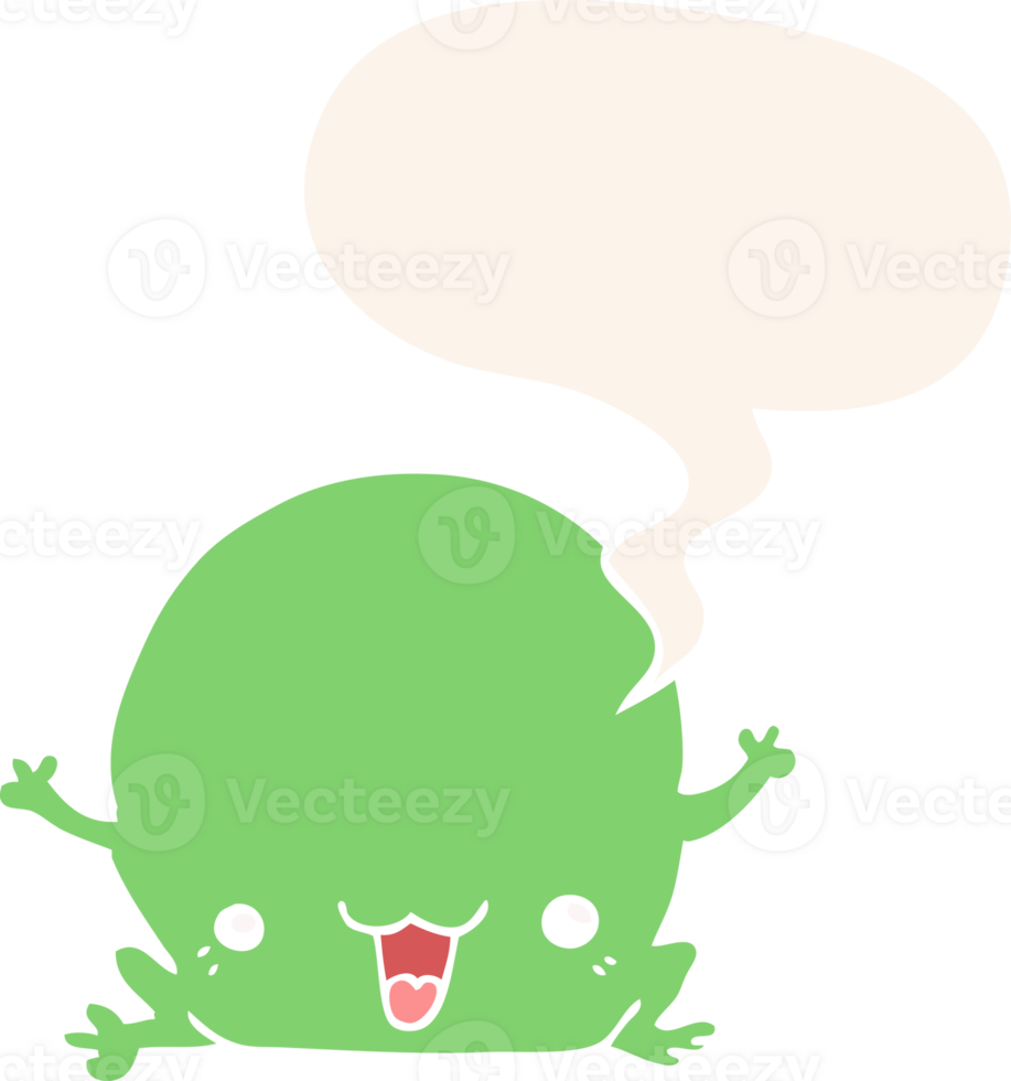 cartoon frog with speech bubble in retro style png
