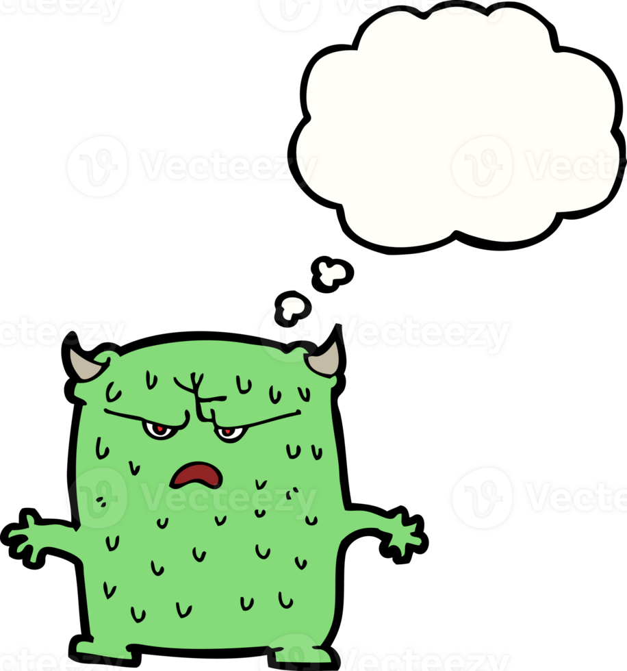 cartoon little alien with thought bubble png