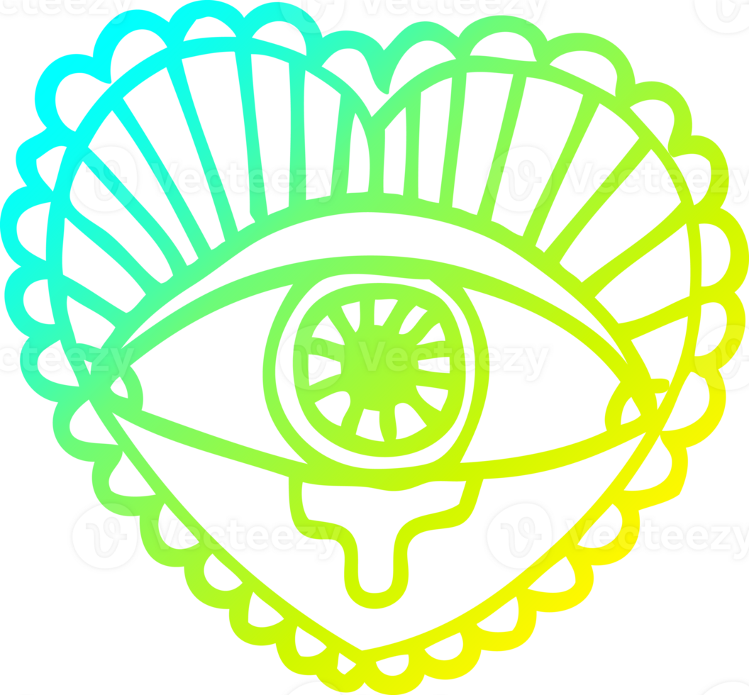 frío degradado línea dibujo de un dibujos animados llorando ojo corazón tatuaje símbolo png