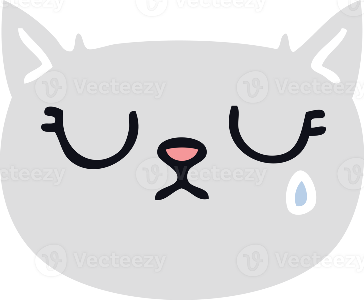 hand drawn quirky cartoon crying cat png