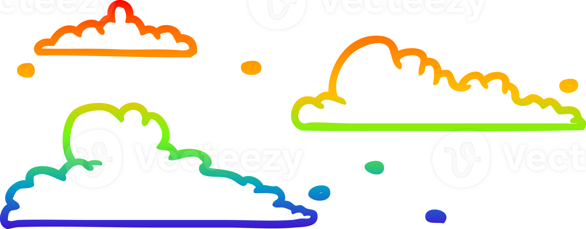 rainbow gradient line drawing of a clouds drifting by png