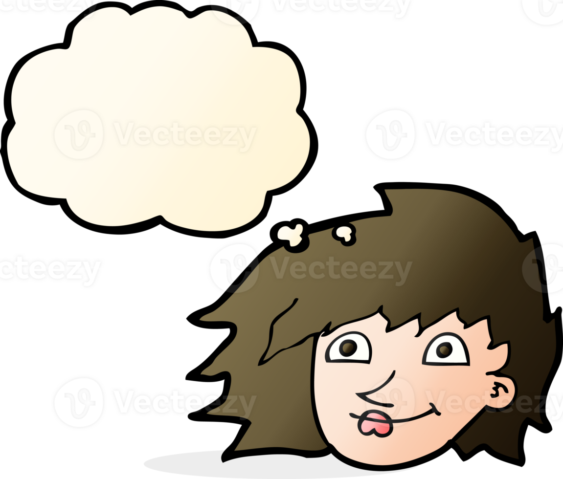cartoon female face with thought bubble png